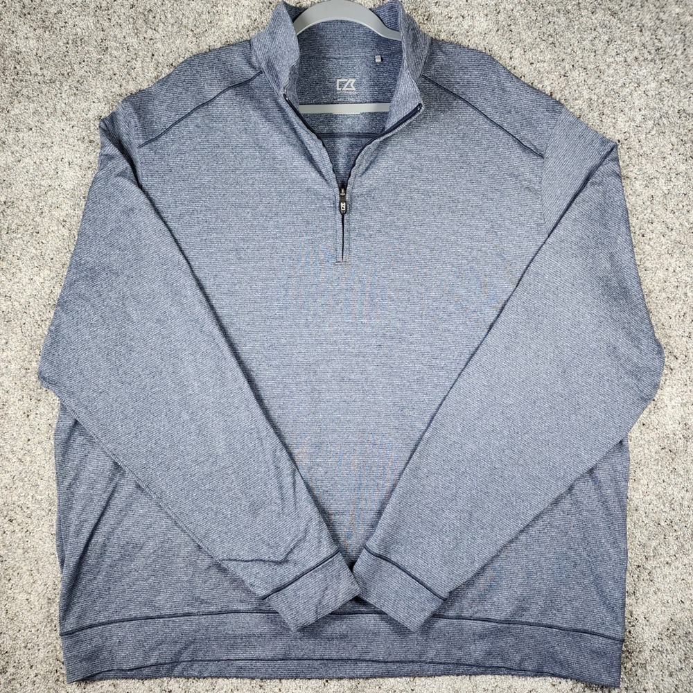 Cutter & Buck Pullover Mens XXXL Blue CB DryTec 1/4 Zip Stretch Excellent